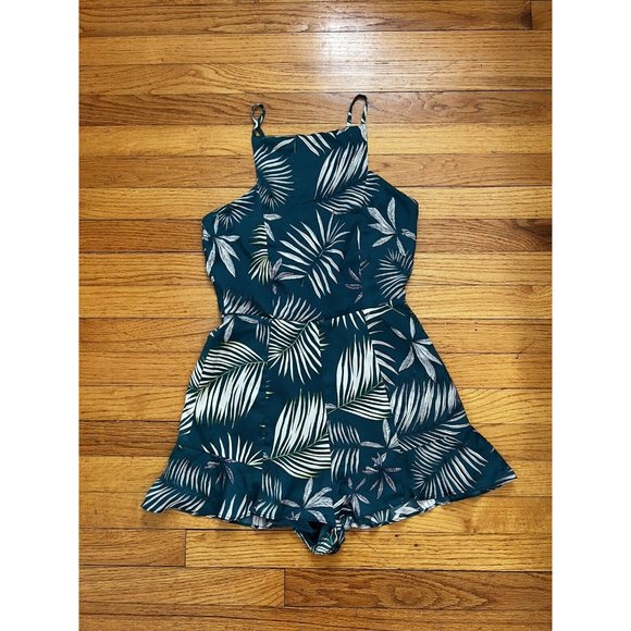 Revolve BB Dakota Wilder Romper In Cool Green Palm Leaf Tropical Women's Size 0 - Picture 4 of 8